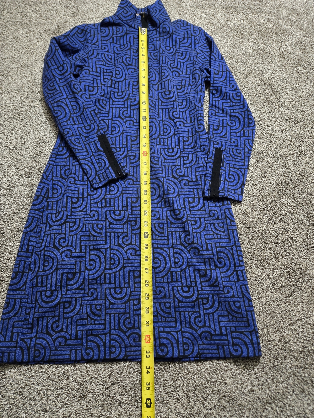 J. McLaughlin Blue Patterned Zip-Front Trench Coat Small
